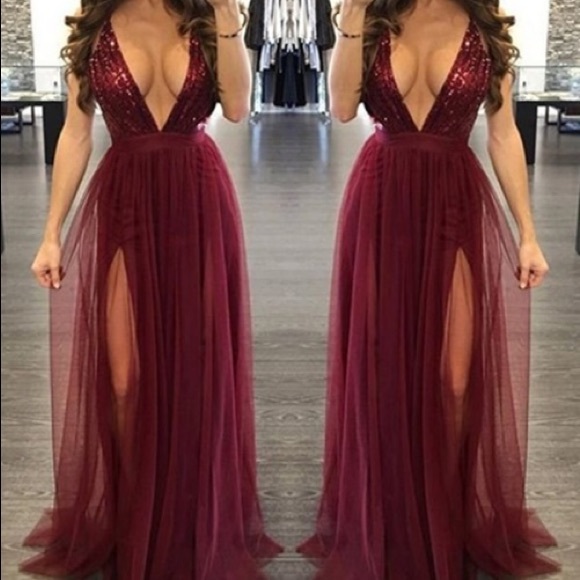 Last one. S Wine Tulle Maxi with sequin - Picture 2 of 2